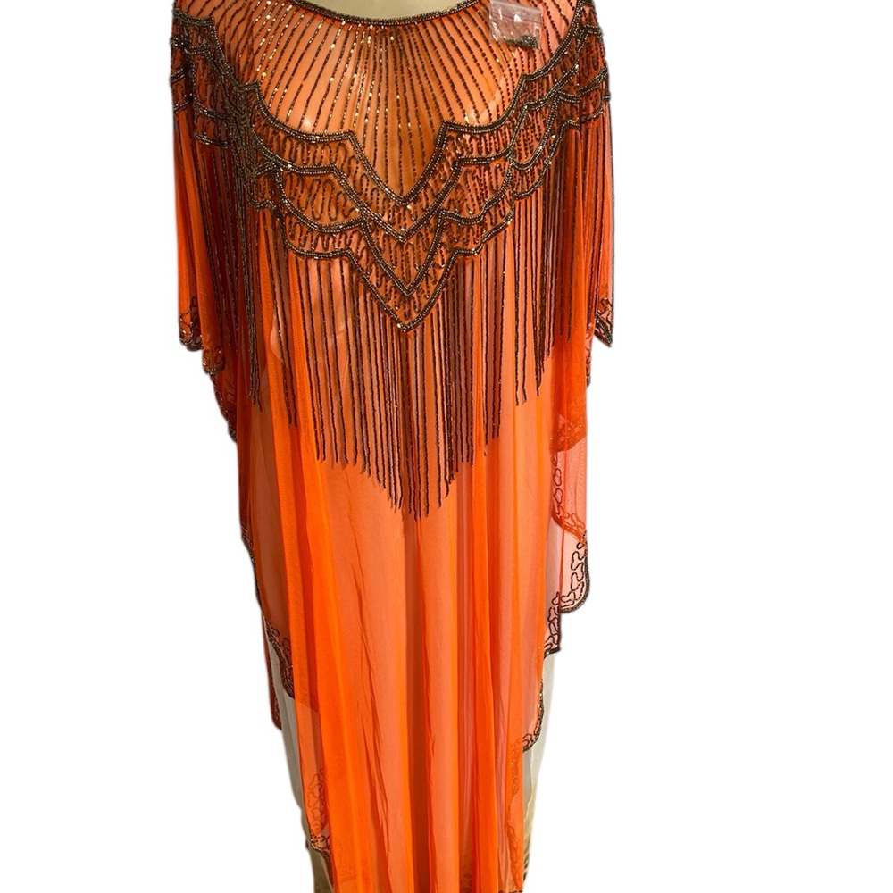Orange Beaded Fringe Dress